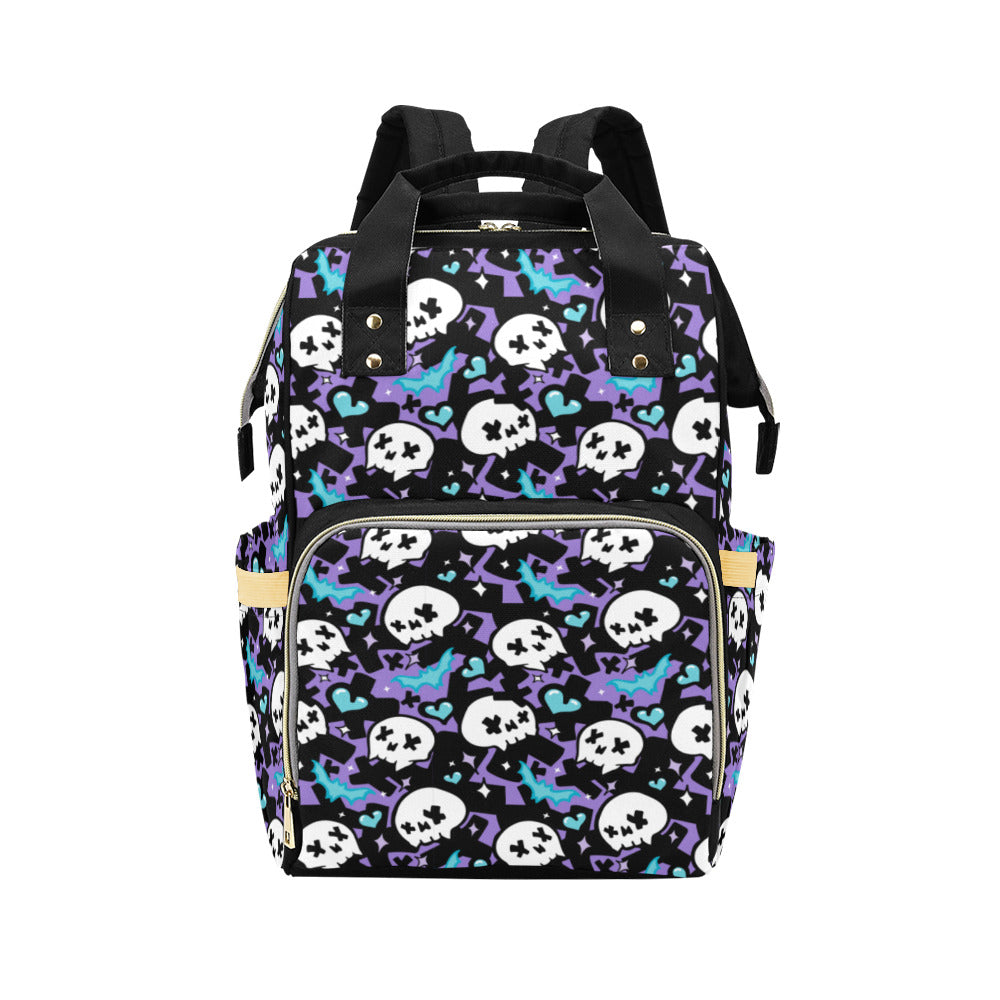 Magic Pink skulls and flowers /Pastel Goth /Kawaii Pastel /Creepy Cute/  /Black and Pink/  Backpack for Sale by TheNakednun