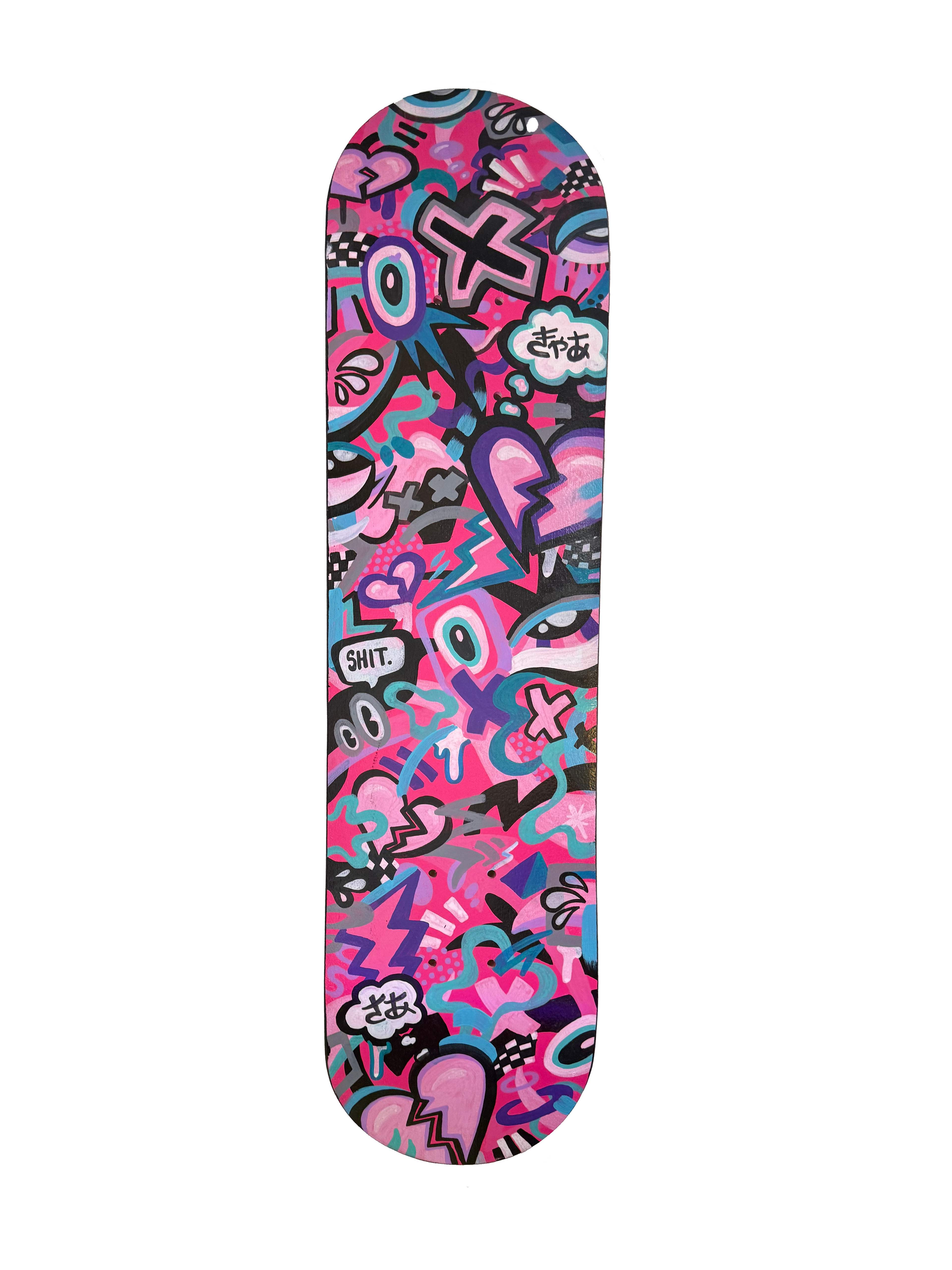 Pink Maximalist Hand-Painted Skateboard